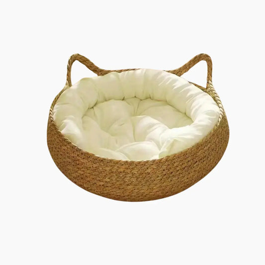 Rattan Cat Bed With Removable Cushion